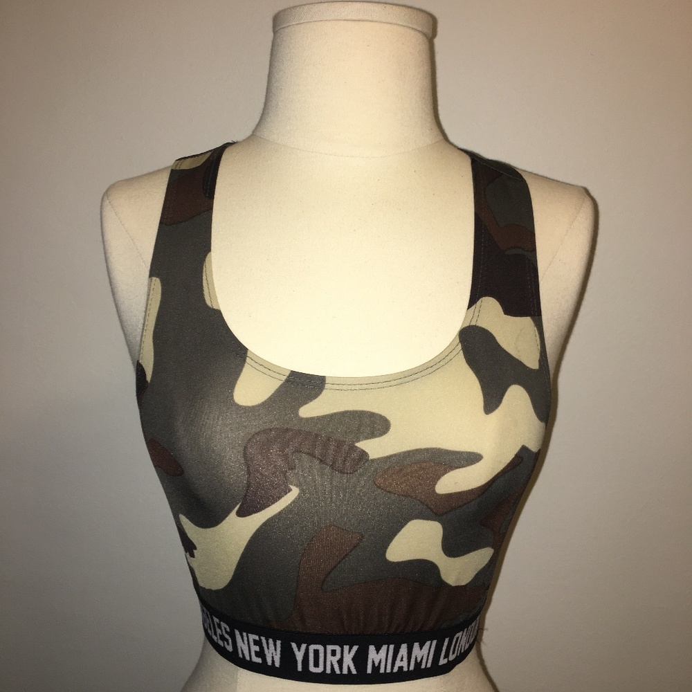 Army Camo Crop Top Sports Bra Cities
